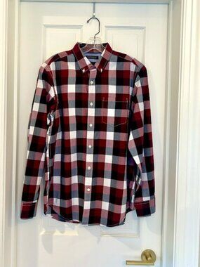 Banana Republic Slim Fit Custom 078 Wash Men's Plaid Shirt - Size: M